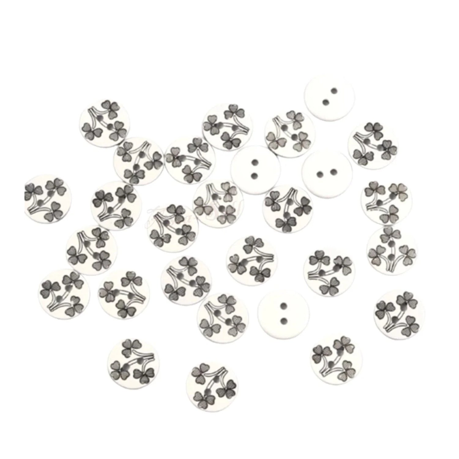 100pcs 12.5mm Black Red Flower Resin Apparel Sewing Buttons For Kids Clothes Scrapbooking Decorative - Black - Asia Sell