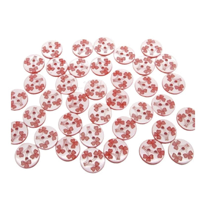 100pcs 12.5mm Black Red Flower Resin Apparel Sewing Buttons For Kids Clothes Scrapbooking Decorative - Red - Asia Sell