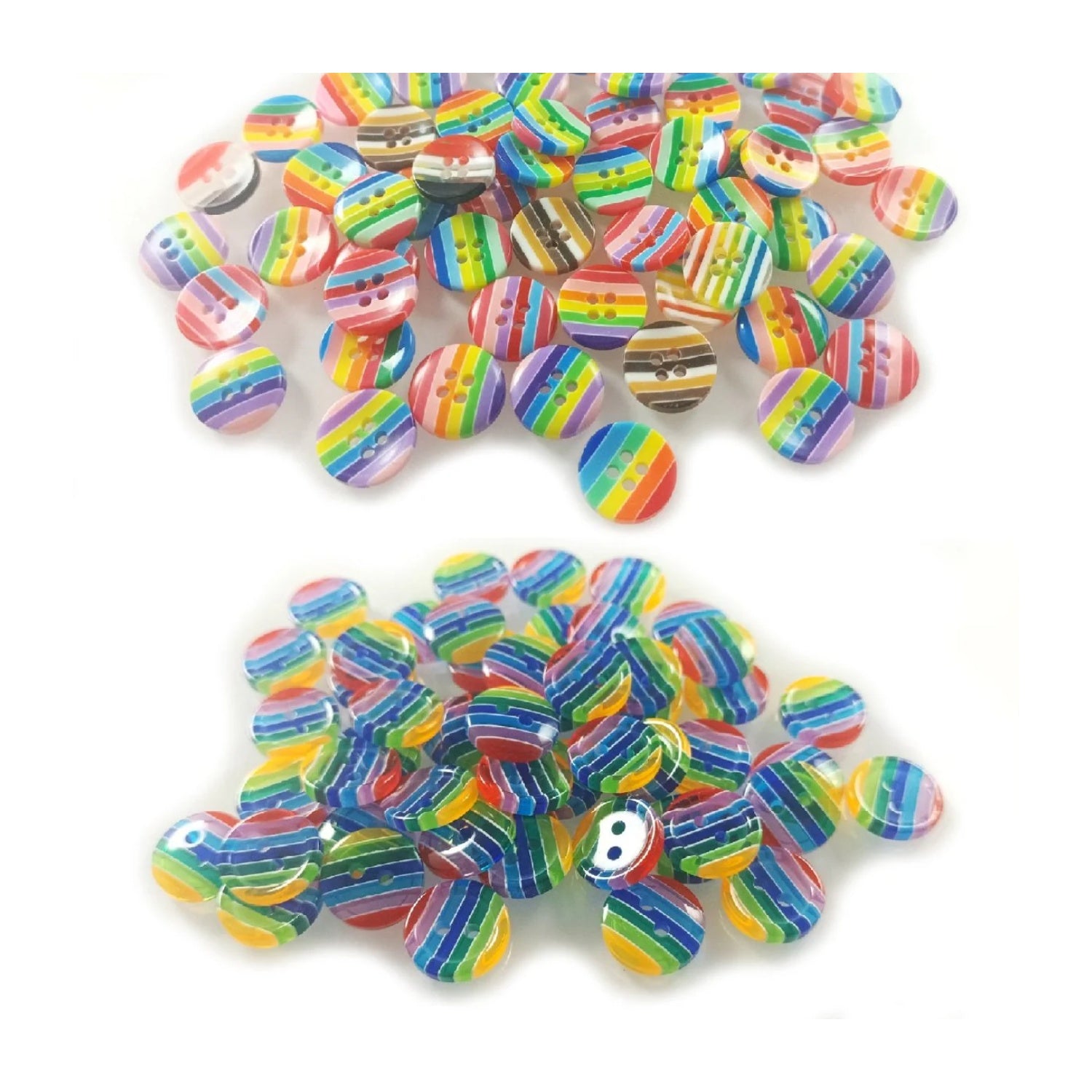 100pcs 12.5mm Mixed Resin Round Stripe Sewing Buttons For Cloth Needlework Flatback Scrapbooking Crafts - Translucent - Asia Sell