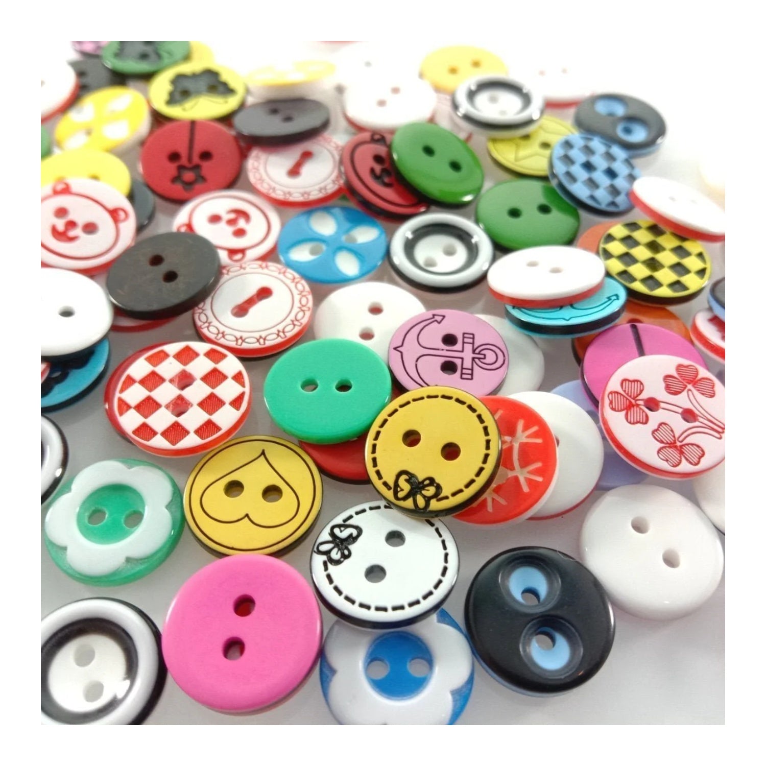 100pcs 12mm Mixed Colourful Cartoon Resin Buttons DIY Scrapbooking Accessories Kid's Apparel Sewing - - Asia Sell