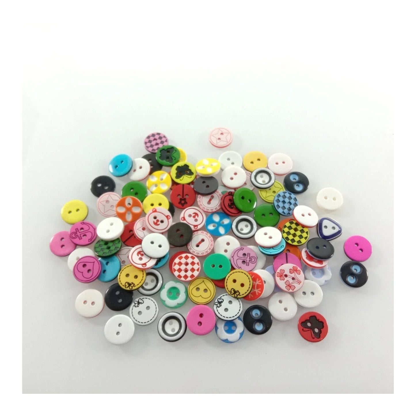 100pcs 12mm Mixed Colourful Cartoon Resin Buttons DIY Scrapbooking Accessories Kid's Apparel Sewing - - Asia Sell