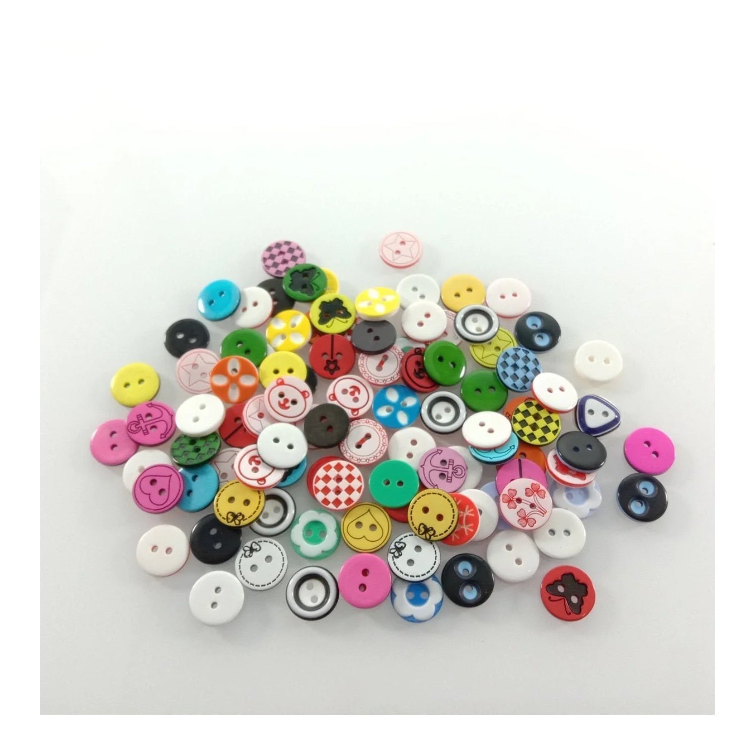 100pcs 12mm Mixed Colourful Cartoon Resin Buttons DIY Scrapbooking Accessories Kid's Apparel Sewing - - Asia Sell