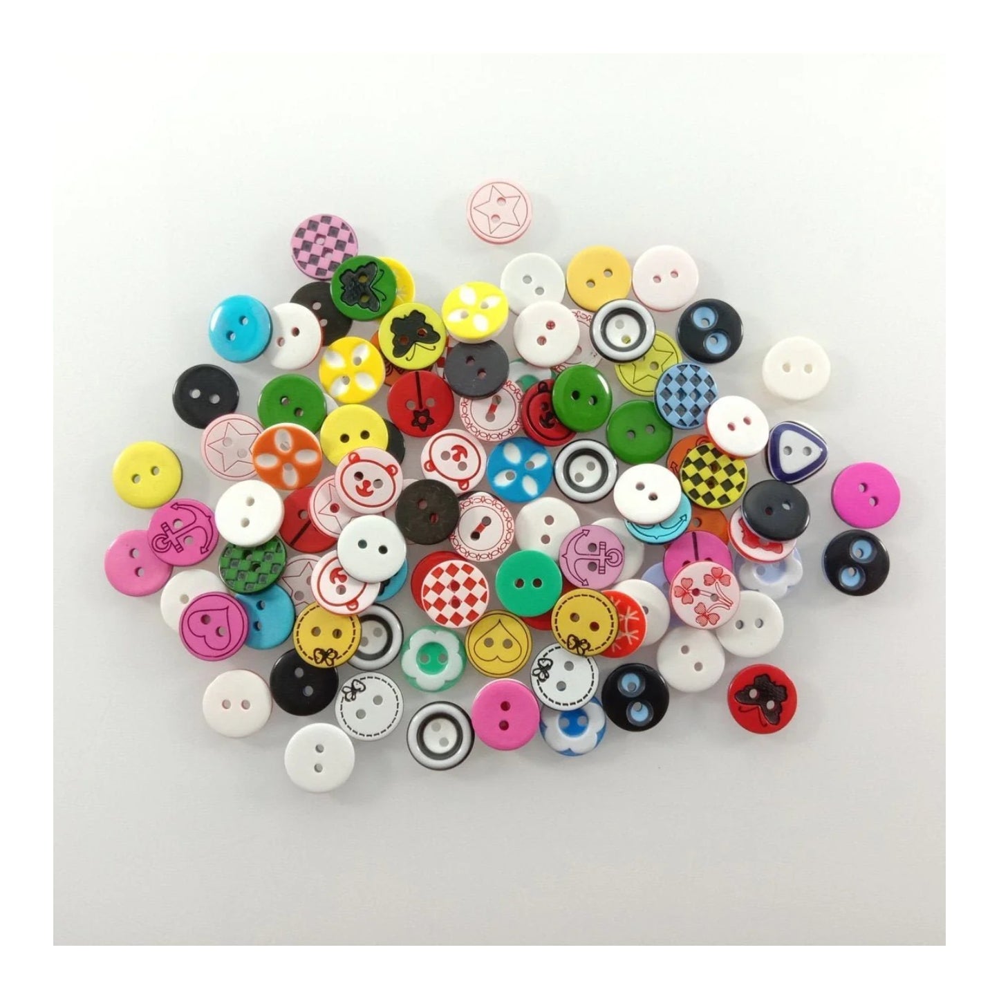 100pcs 12mm Mixed Colourful Cartoon Resin Buttons DIY Scrapbooking Accessories Kid's Apparel Sewing - - Asia Sell