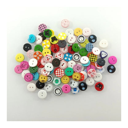 100pcs 12mm Mixed Colourful Cartoon Resin Buttons DIY Scrapbooking Accessories Kid's Apparel Sewing - - Asia Sell