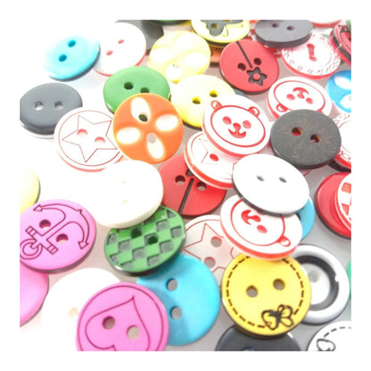 100pcs 12mm Mixed Colourful Cartoon Resin Buttons DIY Scrapbooking Accessories Kid's Apparel Sewing - - Asia Sell