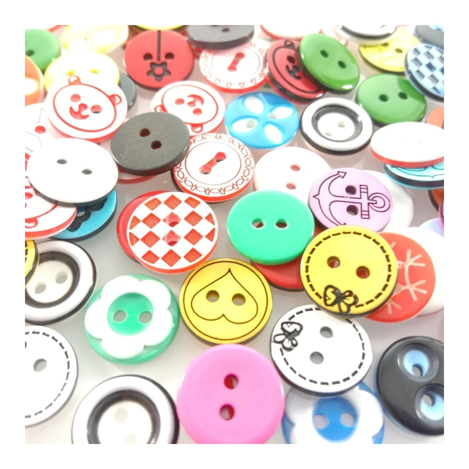 100pcs 12mm Mixed Colourful Cartoon Resin Buttons DIY Scrapbooking Accessories Kid's Apparel Sewing - - Asia Sell