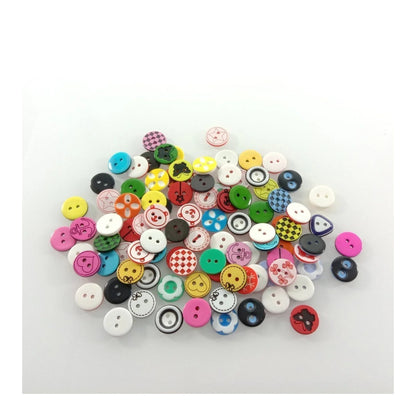 100pcs 12mm Mixed Colourful Cartoon Resin Buttons DIY Scrapbooking Accessories Kid's Apparel Sewing - - Asia Sell