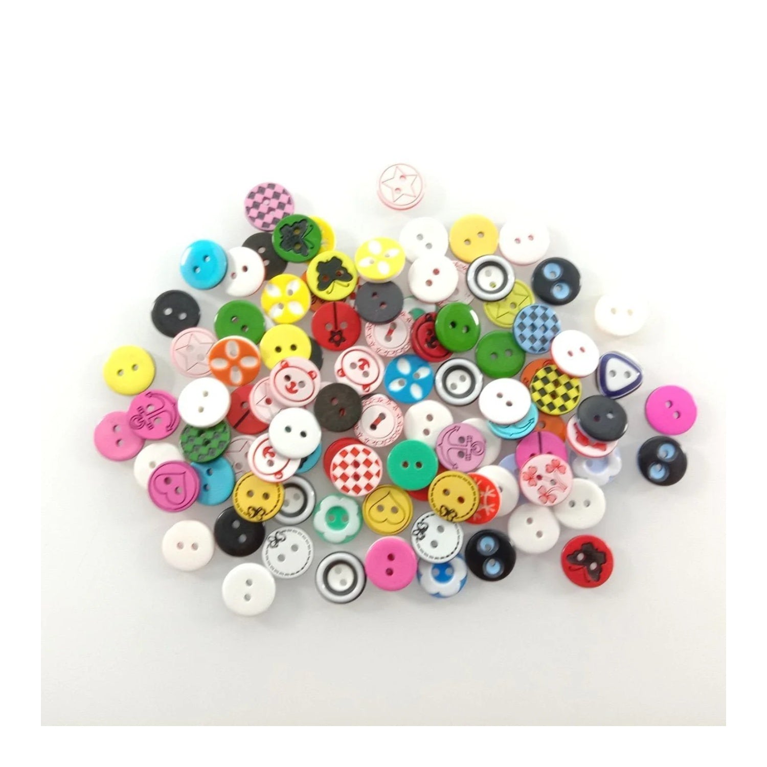 100pcs 12mm Mixed Colourful Cartoon Resin Buttons DIY Scrapbooking Accessories Kid's Apparel Sewing - - Asia Sell