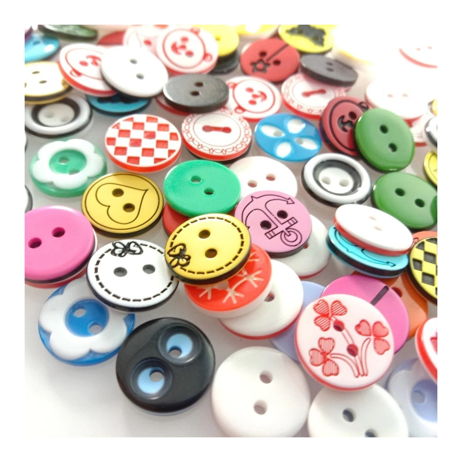 100pcs 12mm Mixed Colourful Cartoon Resin Buttons DIY Scrapbooking Accessories Kid's Apparel Sewing - - Asia Sell