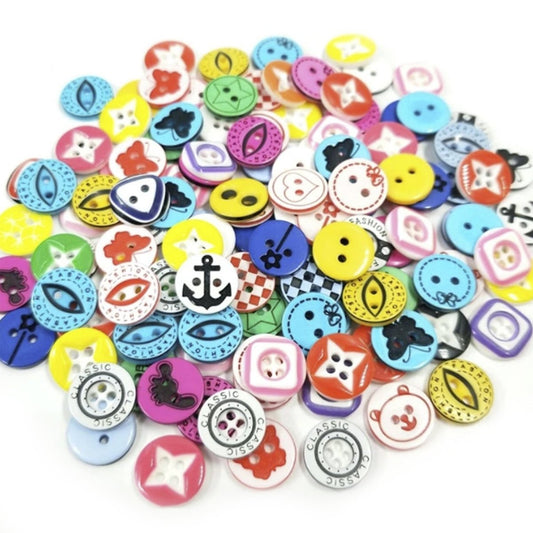 100pcs 12mm Mixed Colourful Resin Buttons DIY Scrapbooking Accessories Sewing - - Asia Sell