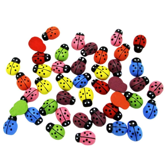 100pcs 12mm Mixed Ladybug Wood Decorations Scrapbooking DIY Craft Wooden Forms - Asia Sell