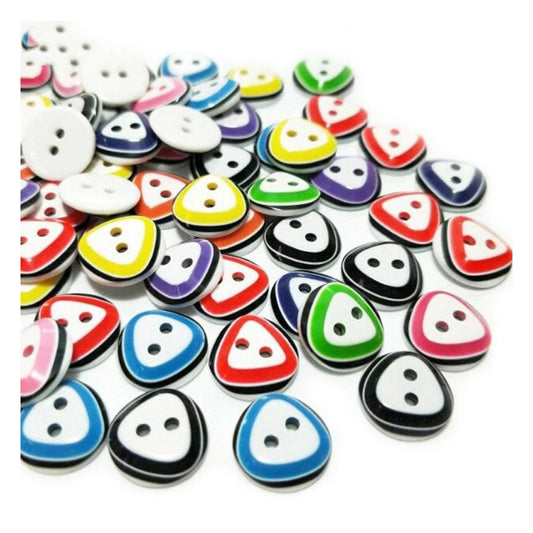 100pcs 12mm Triangular Shape 2 Hole Buttons Mixed Colour Children's Clothing Sewing Triangle - Asia Sell