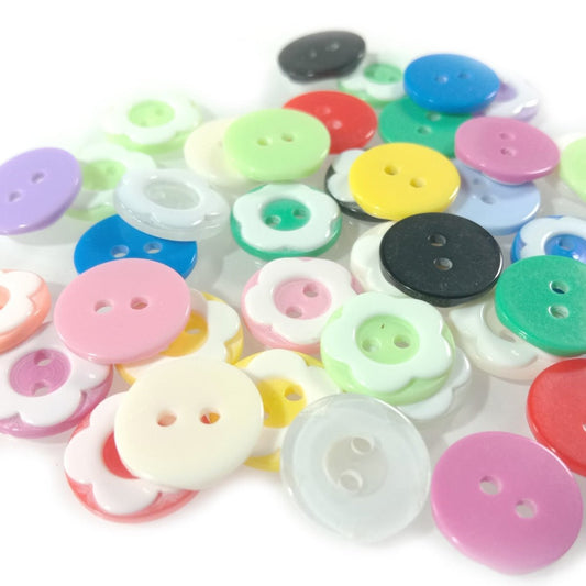 100pcs 13mm Flower Buttons 2 Hole Two Tone Flower Buttons Sewing Dress Mixed White - - Asia Sell