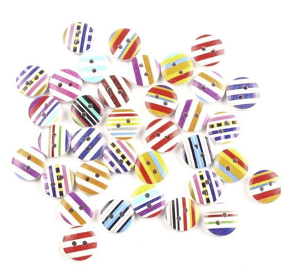 100pcs 13mm Mixed Round Stripe Wooden Sewing Buttons For Clothes Crafts - Asia Sell