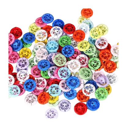 100pcs 14mm 2 Hole Buttons Flower Pattern Mixed Children's Clothing Sewing - - Asia Sell