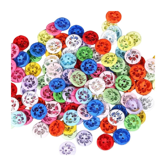 100pcs 14mm 2 Hole Buttons Flower Pattern Mixed Children's Clothing Sewing - - Asia Sell