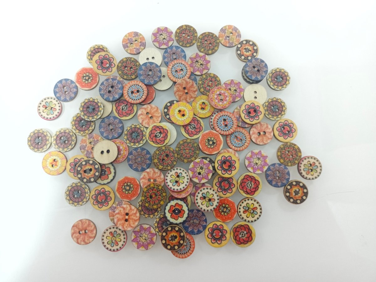 100pcs 15mm Retro Wooden Buttons for Handmade Clothes Crafting Selection Scrapbooking - - Asia Sell