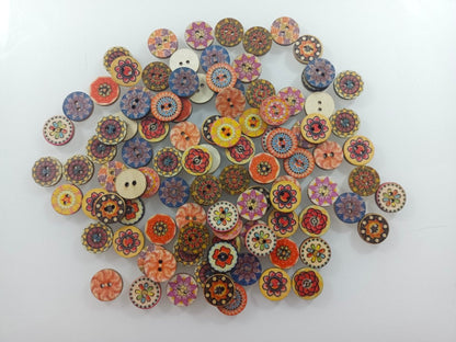 100pcs 15mm Retro Wooden Buttons for Handmade Clothes Crafting Selection Scrapbooking - - Asia Sell