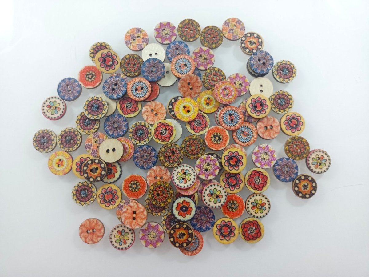 100pcs 15mm Retro Wooden Buttons for Handmade Clothes Crafting Selection Scrapbooking - - Asia Sell