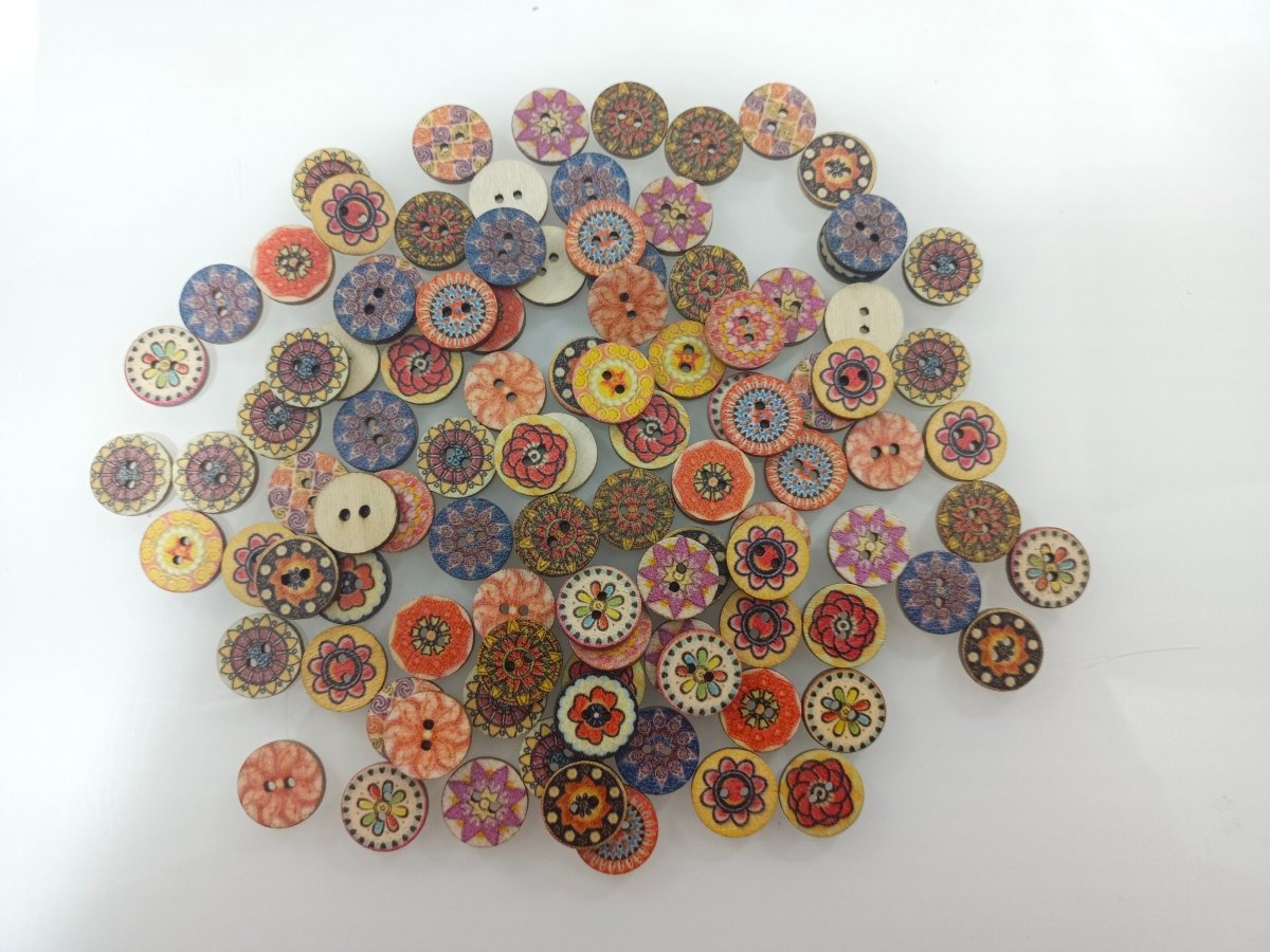 100pcs 15mm Retro Wooden Buttons for Handmade Clothes Crafting Selection Scrapbooking - - Asia Sell