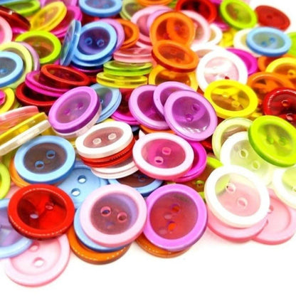 100pcs 15mm Round 2 Hole Resin Buttons Flatback Children's Clothing Sewing - - Asia Sell