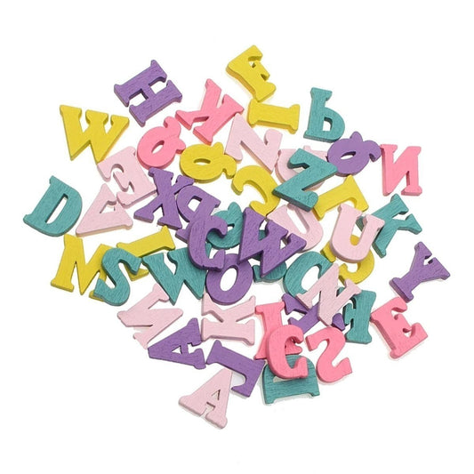 100pcs 15x10mm Colourful Wooden Letters Shapes Mini DIY Crafts Wood Letter - Asia Sell