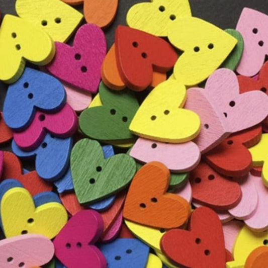 100pcs 18mm Mixed Multicoloured Wooden Heart Buttons Wood Sewing Buttons For Kids Clothes Scrapbooking DIY - - Asia Sell