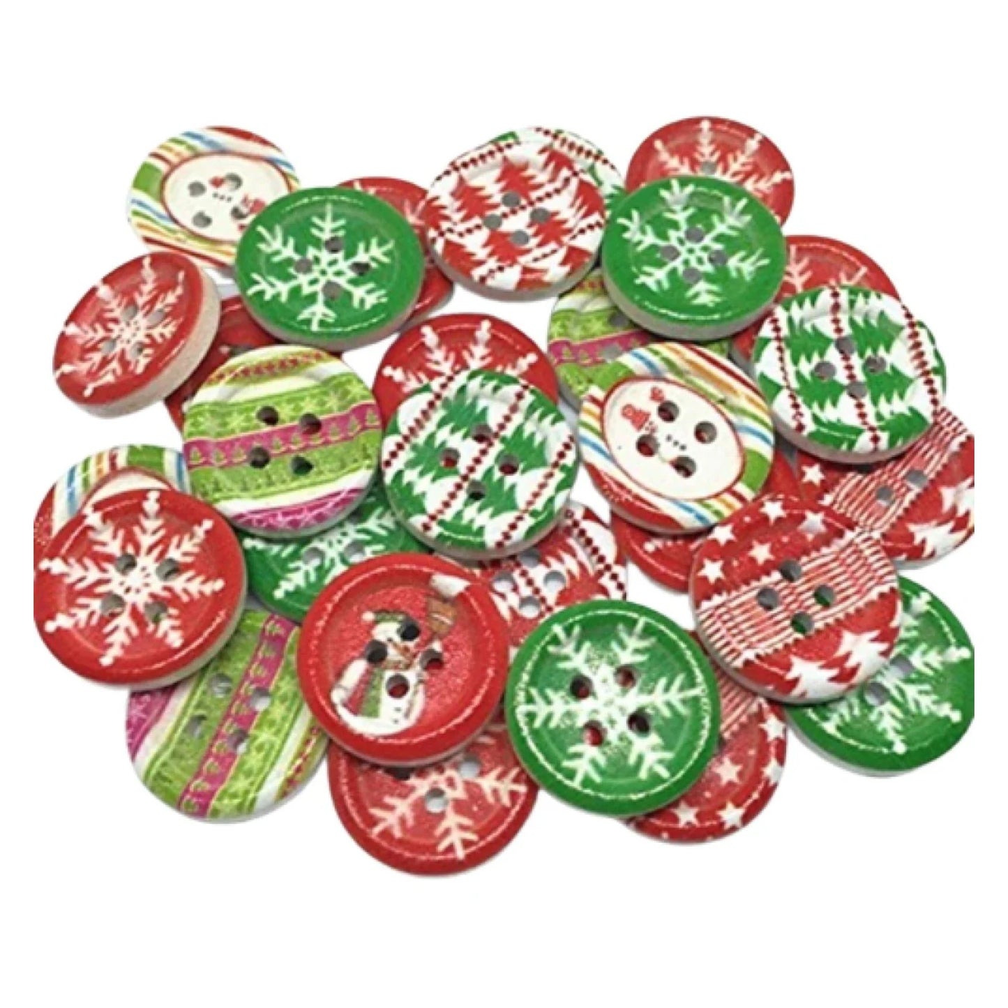 100pcs 18mm Round Christmas Patterns Buttons Scrapbooking Xmas Theme Buttons - - Asia Sell