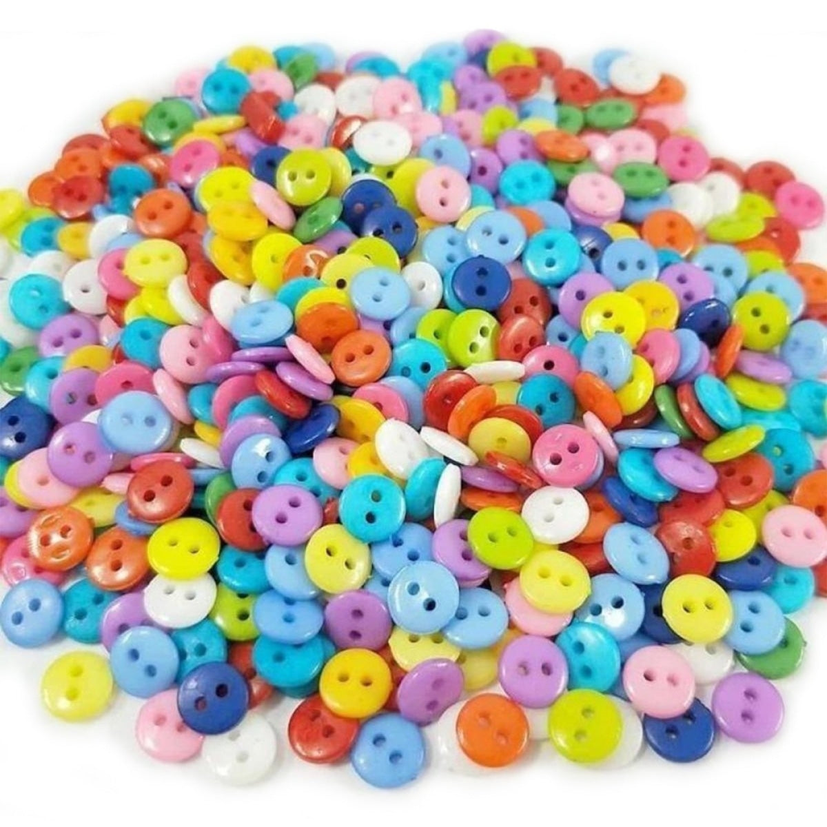100Pcs 2 Hole Childrens Babys Clothing Buttons 7.5Mm Round Colourful