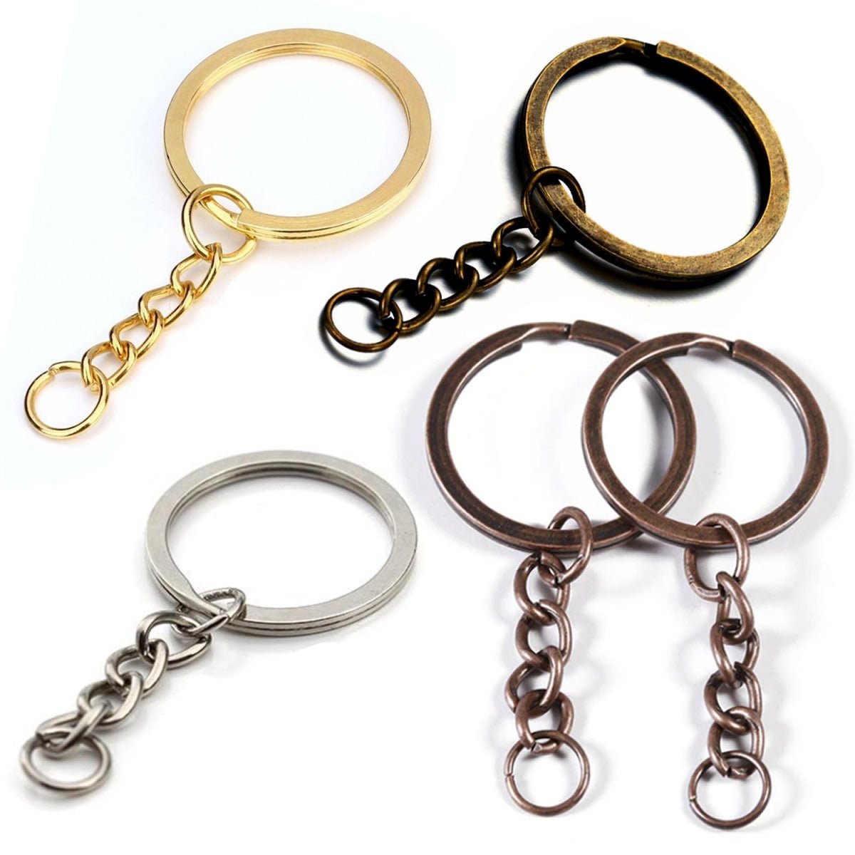 100pcs 25mm Gold Ancient Keyring Keychain Split Ring Chain Key Rings Key Chains - Antique Bronze - - Asia Sell