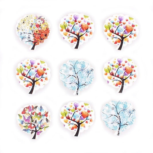 100pcs 30mm Wooden Buttons 2 Hole Trees DIY Decor Clothing Sewing Crafts Scrapbooking - - Asia Sell