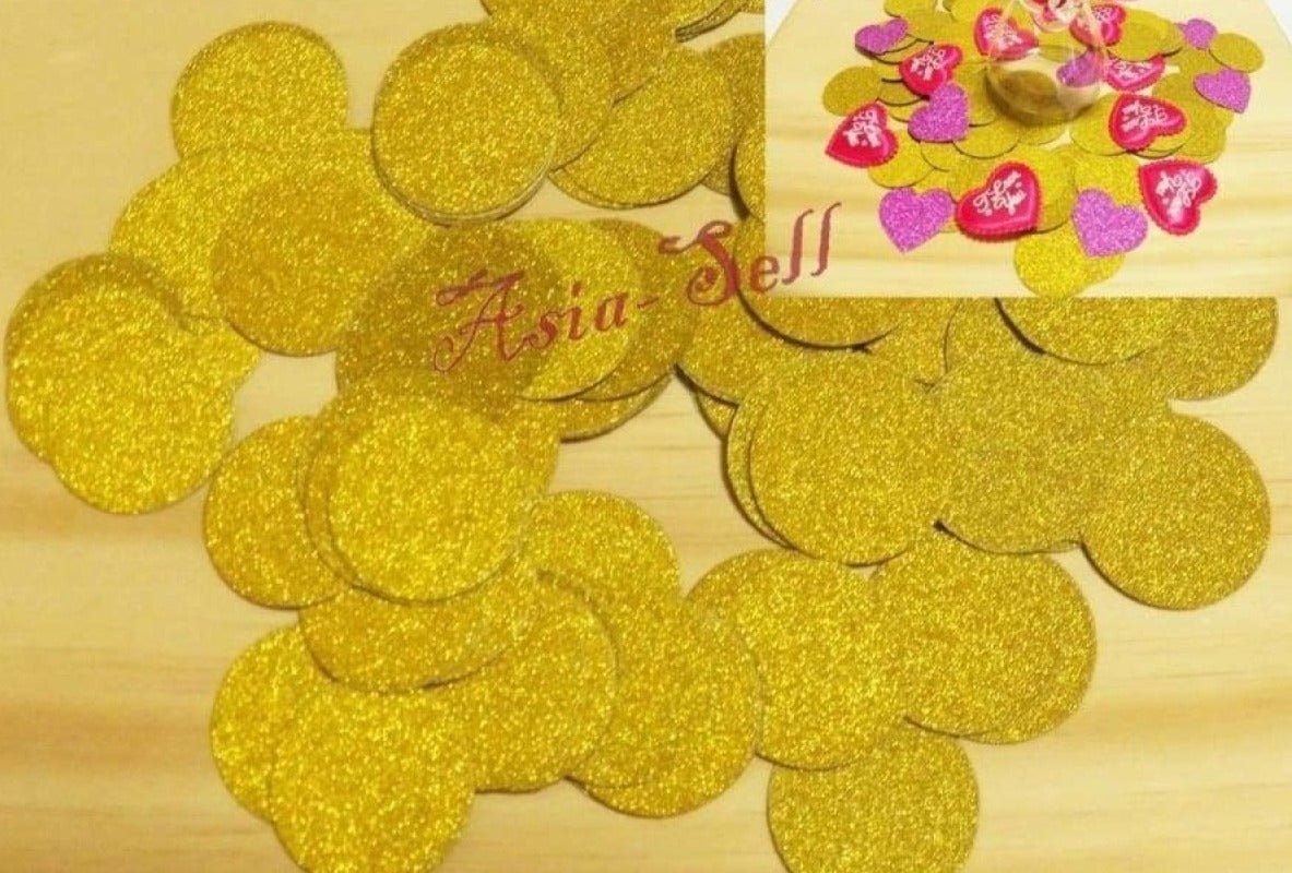 100pcs 3cm Circles with Gold Glitter Sparkles Birthday Wedding Party Decorations Confetti - - Asia Sell