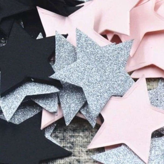 100pcs 3cm Stars BLACK PINK GLITTER SILVER Birthday Wedding Party Decorations Confetti - - Asia Sell