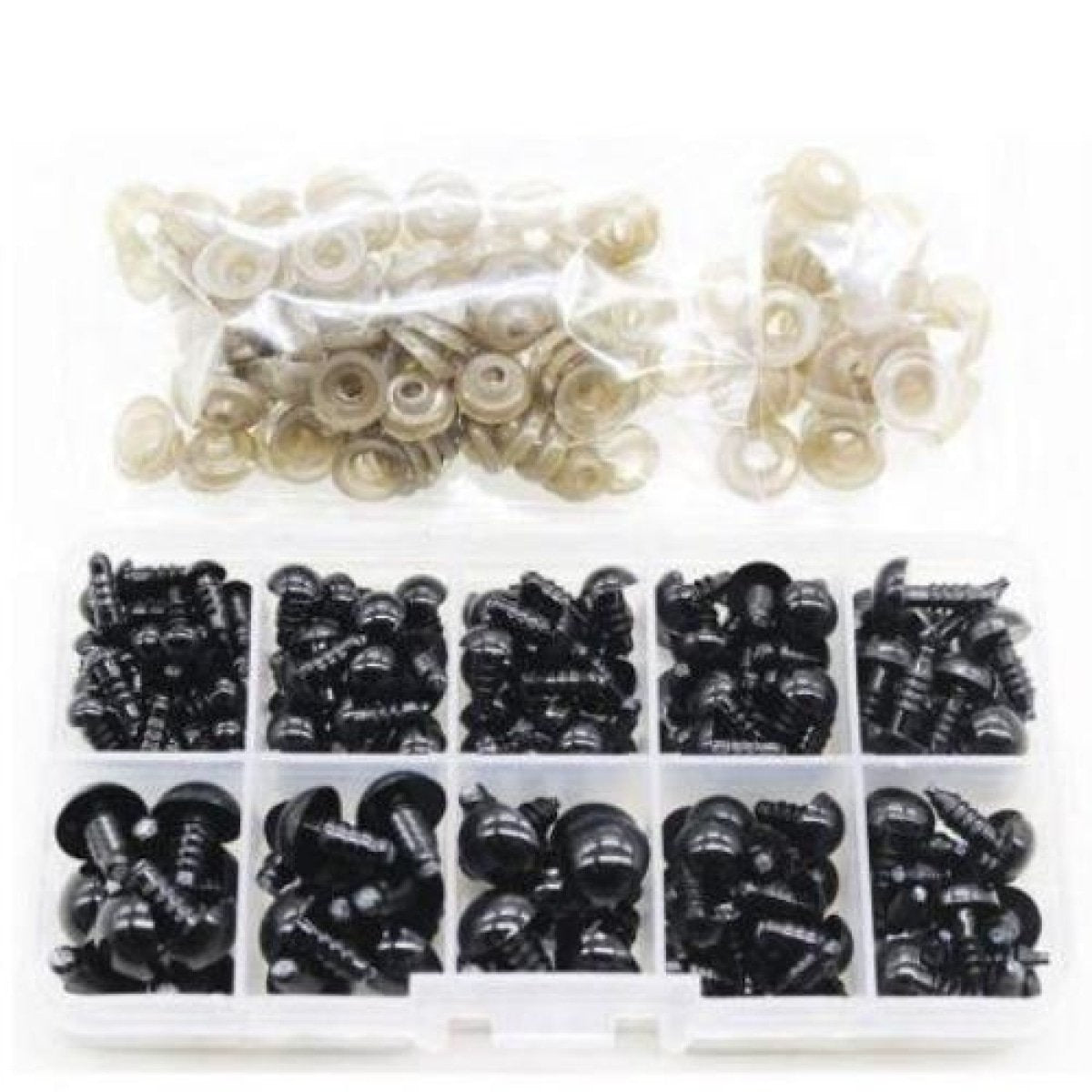 100pcs 6-12mm Black Doll Eyes Plastic Safety Eye DIY Teddy Bear Animal Puppet - - Asia Sell