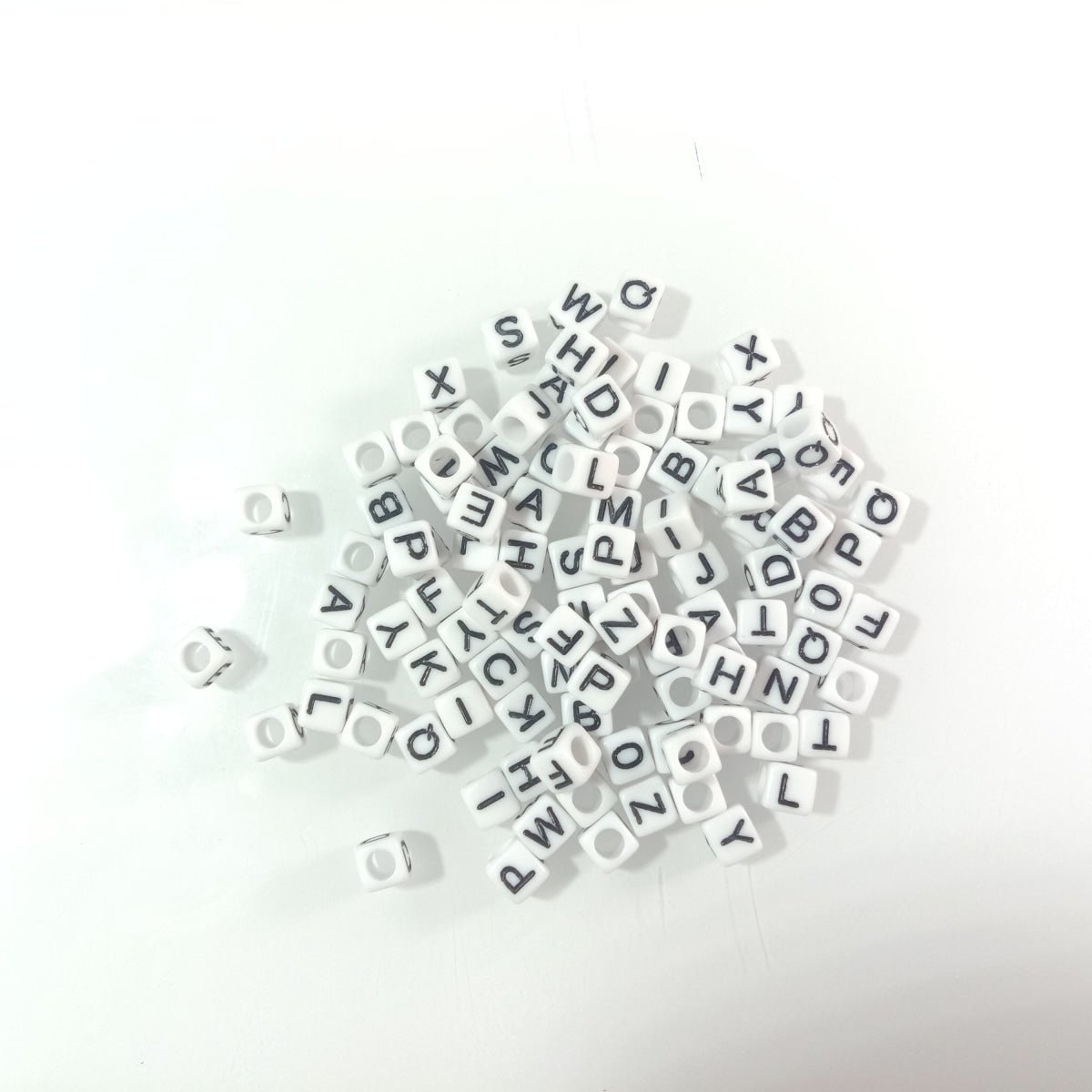 100pcs 6x6mm Square Beads Letters Alphabet Dice DIY Jewellery Making Moon Love Heart Cloud Star - Black on White - - Asia Sell