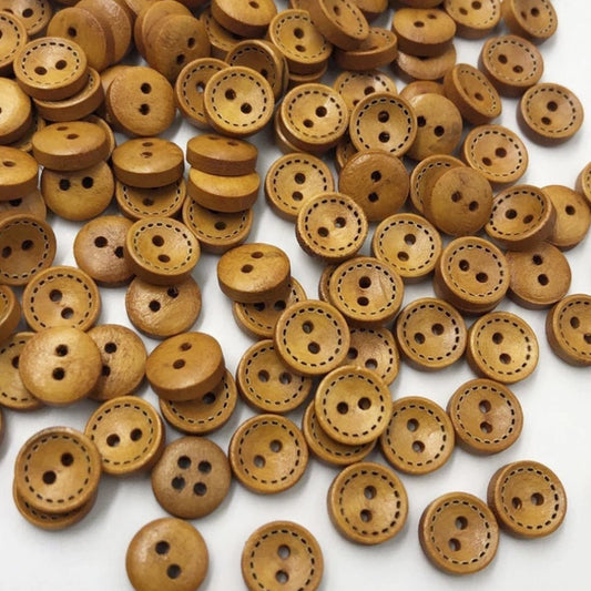 100pcs 8mm Brown 2-holes Round Wooden Buttons sewing Scrapbooking Craft - - Asia Sell