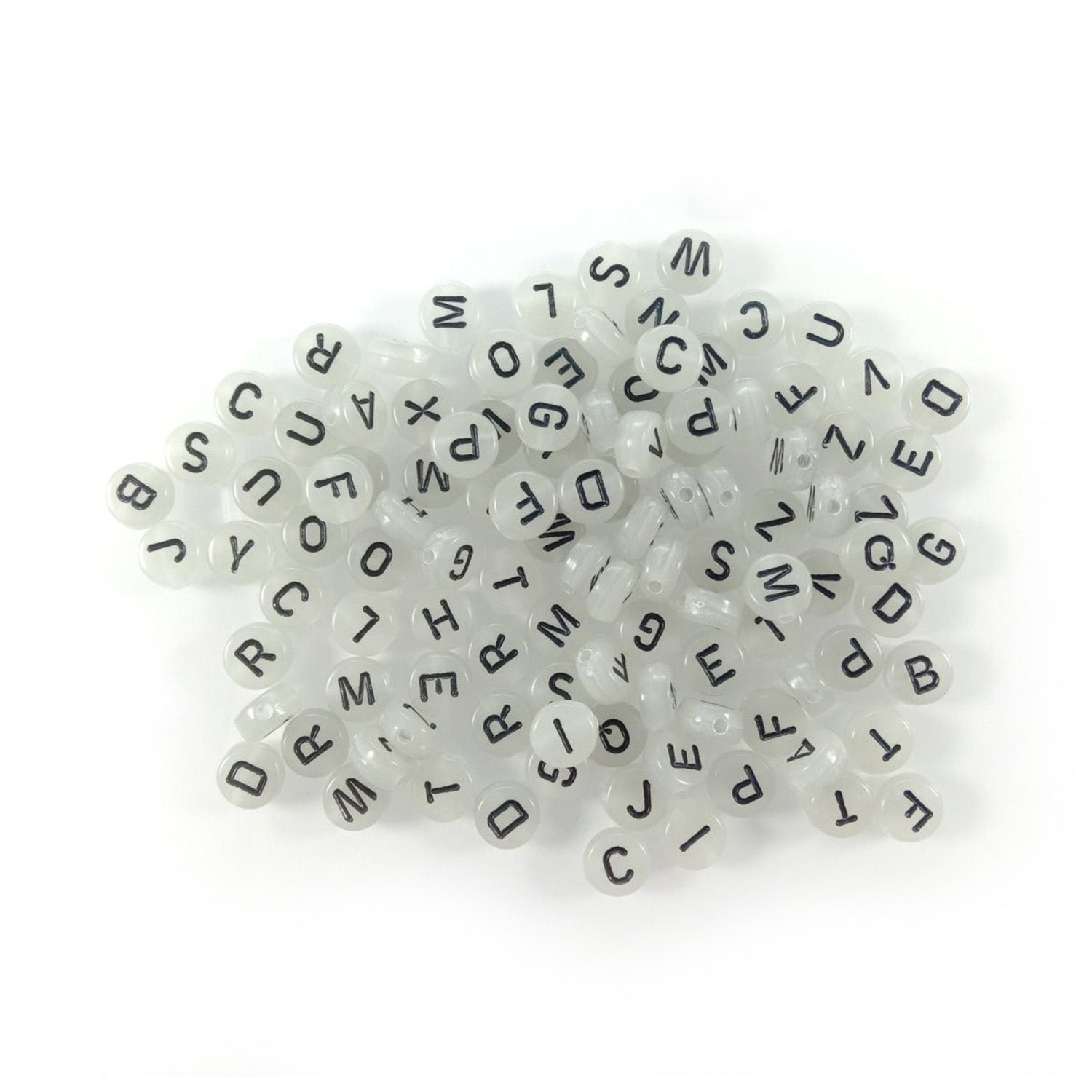 100pcs Alphabet Letters Spacer Beads for Jewelry Making DIY Bracelet Accessories 7mmx4mm Charm - Black Glowing - Asia Sell