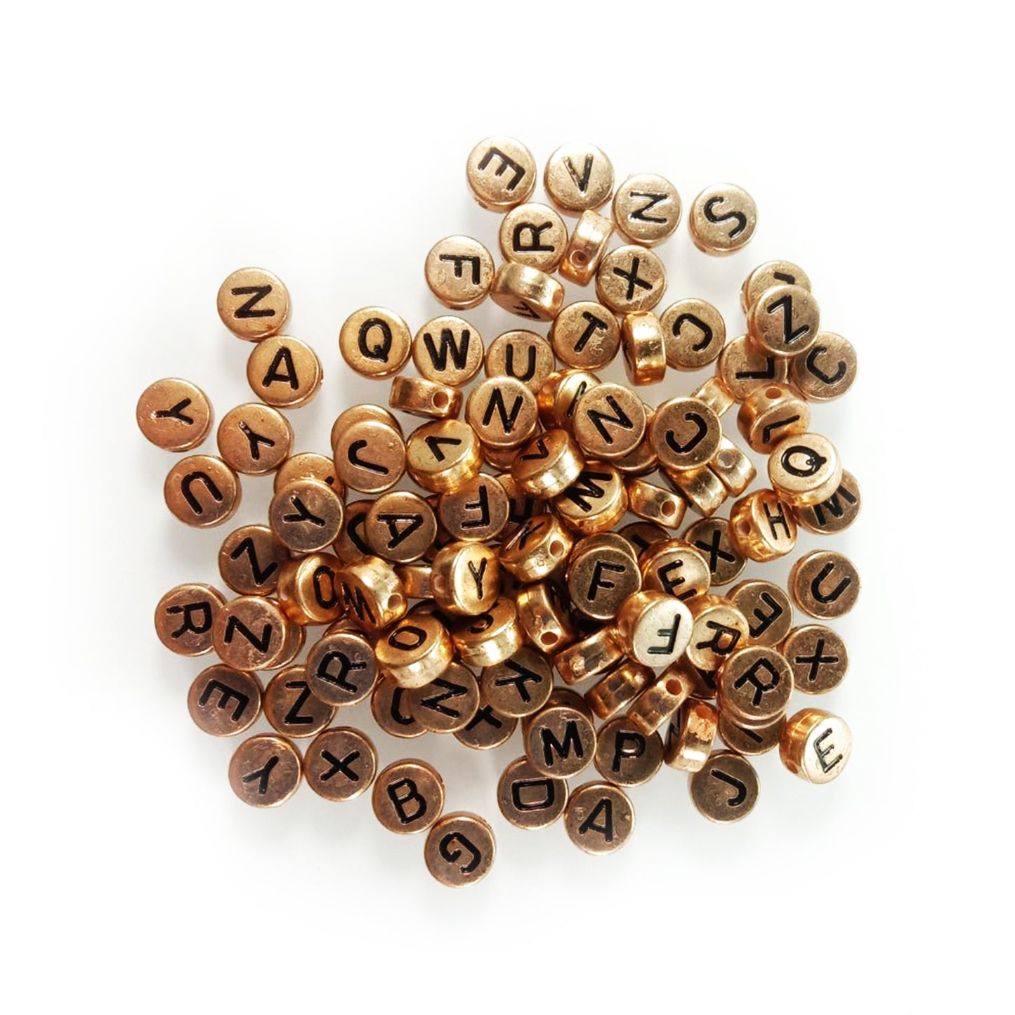 100pcs Alphabet Letters Spacer Beads for Jewelry Making DIY Bracelet Accessories 7mmx4mm Charm - Black on Copper - Asia Sell