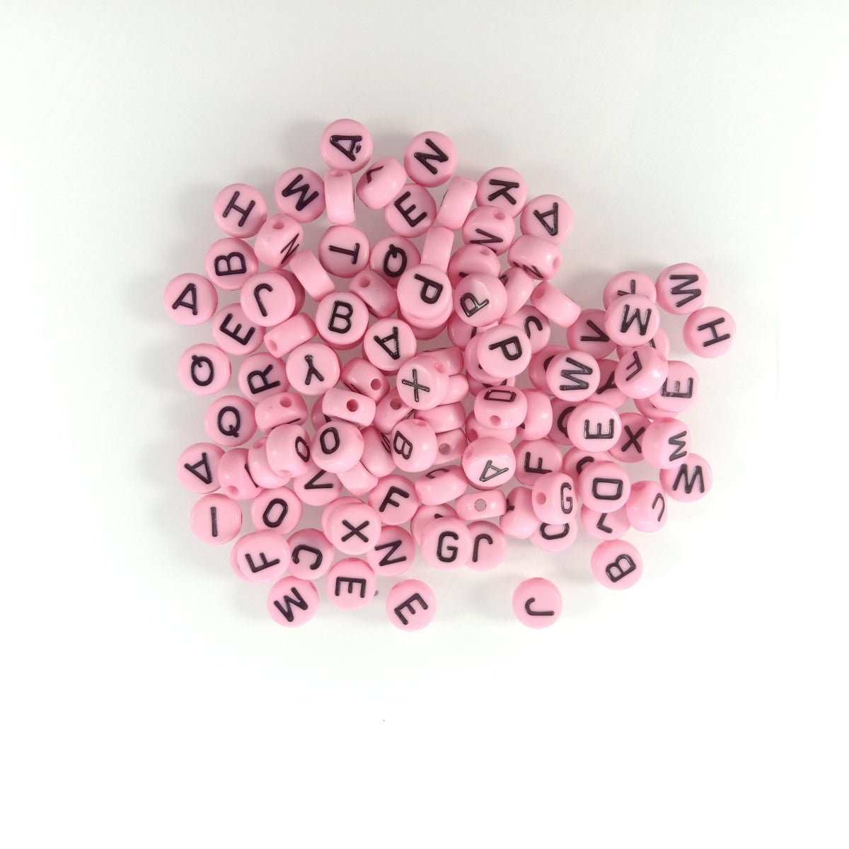 100pcs Alphabet Letters Spacer Beads for Jewelry Making DIY Bracelet Accessories 7mmx4mm Charm - Black on Pink - Asia Sell