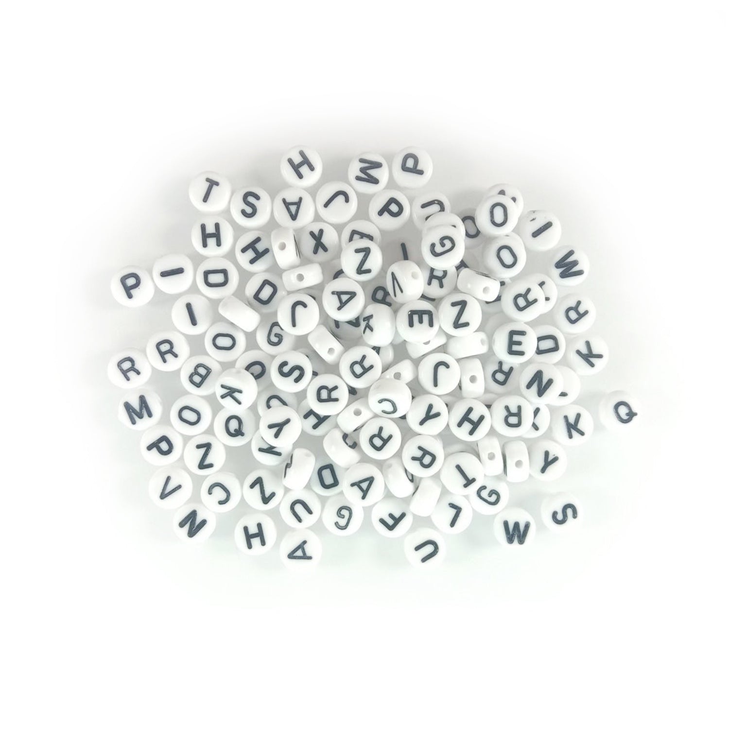 100pcs Alphabet Letters Spacer Beads for Jewelry Making DIY Bracelet Accessories 7mmx4mm Charm - Black on White - Asia Sell