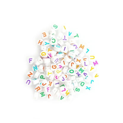 100pcs Alphabet Letters Spacer Beads for Jewelry Making DIY Bracelet Accessories 7mmx4mm Charm - Multicoloured on White Heart Shape - Asia Sell