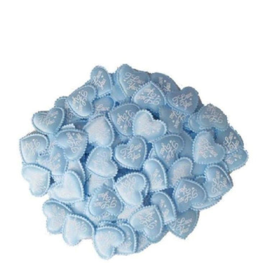 100pcs BLUE Fabric Hearts 3.6x3.2cm Love you Wedding Confetti Table Decorations - Asia Sell