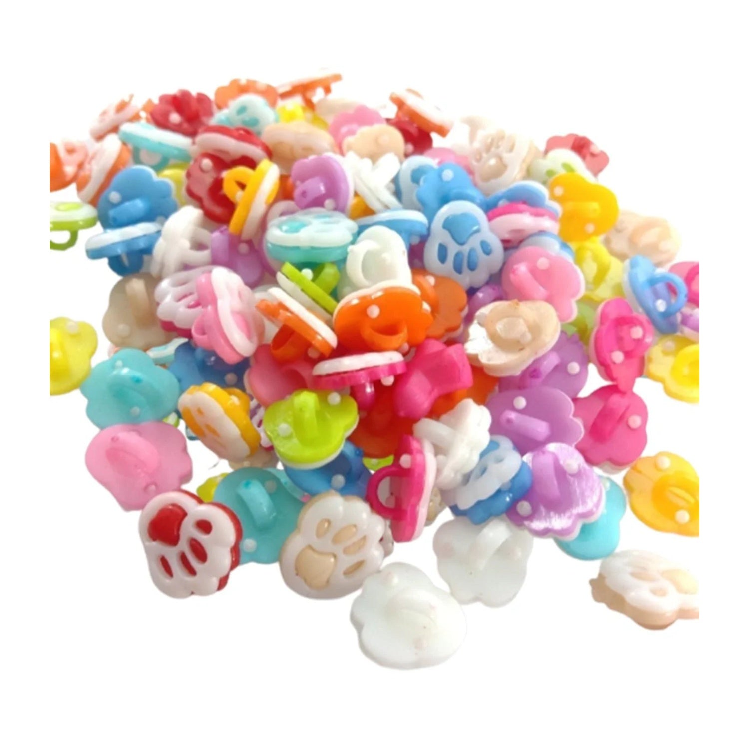 100pcs Buttons 13mm Candy Colour Small Bear Paw Multicolour Cartoon Child Plastic Button Children's Clothing Sewing Crafts - - Asia Sell