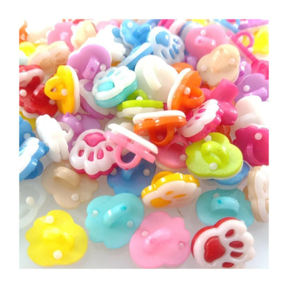 100pcs Buttons 13mm Candy Colour Small Bear Paw Multicolour Cartoon Child Plastic Button Children's Clothing Sewing Crafts - - Asia Sell