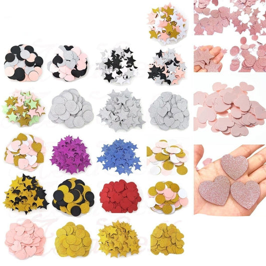 100pcs Cardboard Confetti Star Circle Heart Baby Shower Birthday Wedding Decorations Party - Star - Pink Black Silver - Asia Sell