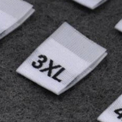 100pcs Clothing Size Label Tags XS S M L XL 2XL 3XL 4XL Black Text White Garment Clothes T Shirt Dress Fabric - 3XL White - Asia Sell