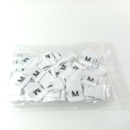100pcs Clothing Size Label Tags XS S M L XL 2XL 3XL 4XL Black Text White Garment Clothes T Shirt Dress Fabric - M White - Asia Sell