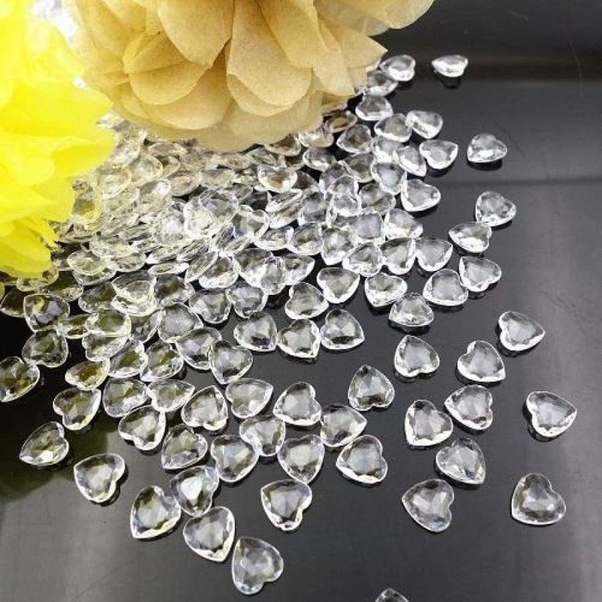 100pcs Crystal Heart Table Scatter Red Blue Pink Purple Clear 1cm Wedding Decoration Acrylic - Clear - - Asia Sell