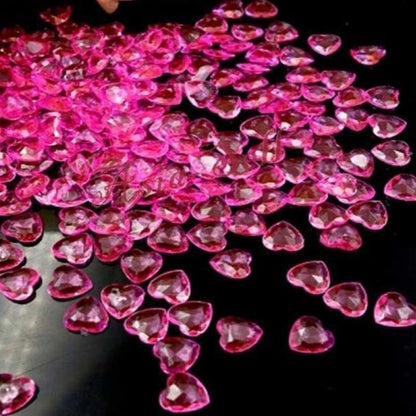 100pcs Crystal Heart Table Scatter Red Blue Pink Purple Clear 1cm Wedding Decoration Acrylic - Pink - - Asia Sell