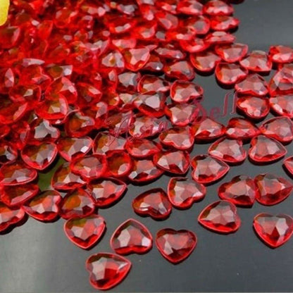 100pcs Crystal Heart Table Scatter Red Blue Pink Purple Clear 1cm Wedding Decoration Acrylic - Red - - Asia Sell